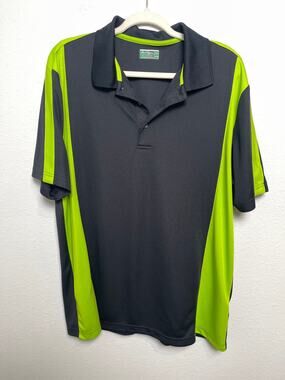 Ben Hogan Performance Polo Shirt Men’s XL Black Neon Green Colorblock Golf